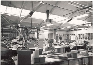 Photo:Photograph of interior of Erie Resistor - people at work