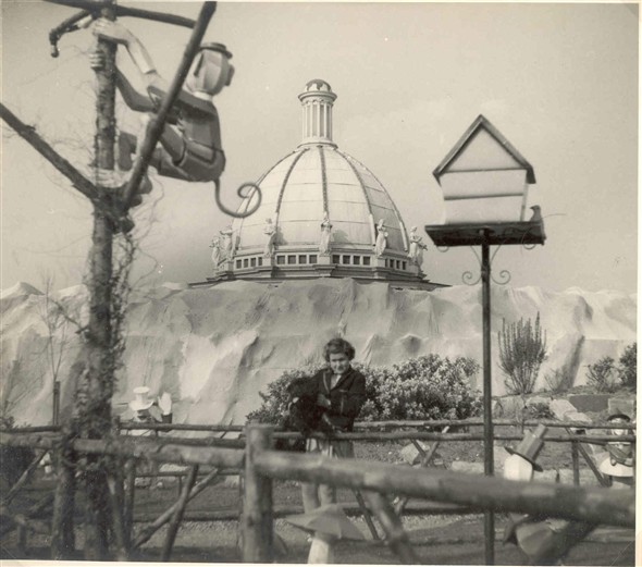 Photo:Girl at Pixieland with bandstand in background