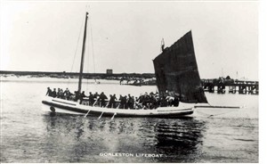 Photo:The Elizabeth Simpson Volunteer Lifeboat rowed and under sail
