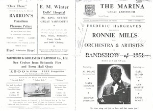 Photo:Programme for Ronnie Mills & his band, 1951 (cover pages)