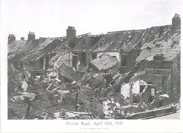 Photo:Ruined terrace in Mission Road, 18 April 1941