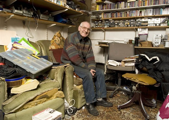 Photo:Vernon Morris in the back room of his shop where he carries out eletrical repairs