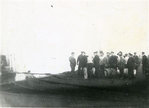 Photo:British crew of captured German submarine at Great Yarmouth