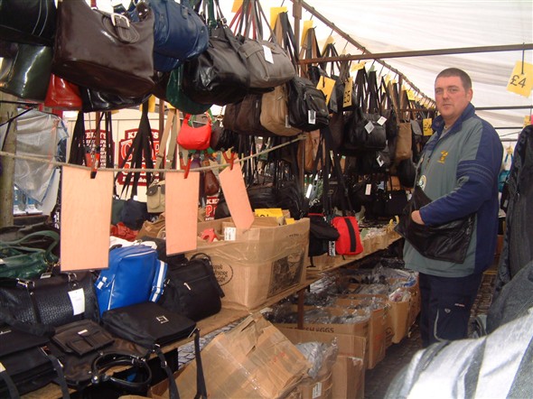 Photo:Alan Pitt and his range of wares