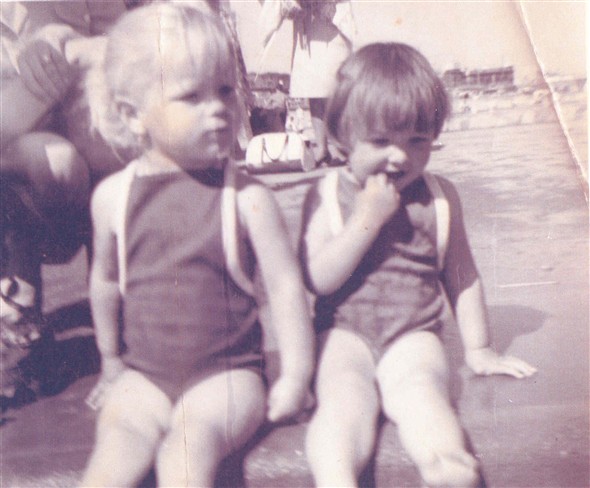 Photo:Donna Gillett and her cousin Jayne at Gorleston Paddling Pool 1967