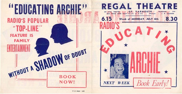 Photo:Cover of Regal Theatre Programme for Educating Archie, July 5th 1953