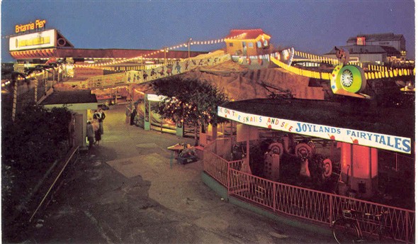 Photo:Modern colour postcard showing Britannia Pier and Joyland by night