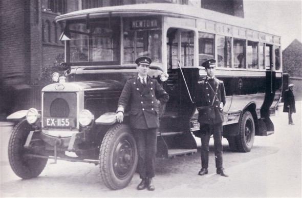 Photo:No ? (EX 1155) one of the seven Guy BB saloons delivered to the Corporation in 1924 to replace electric trams. Location?