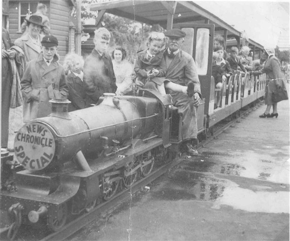 Photo:Railway at Wellington Pier - featuring train called "The News Chronicle Special"