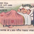 Photo:Seaside humour postcard reading 'It's very full, but I've got good quarters AT SKEGNESS (obviously mass-produced - insert location here) - a quarter of a bed with three others